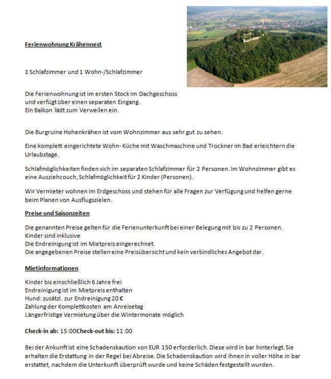 Ferienwohnung Kraehennest In Den Hegaubergen - Naehe Bodensee Muhlhausen-Ehingen Eksteriør bilde
